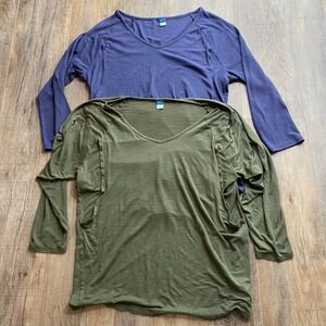 Old Navy Maternity Nursing Tops Bundle 2 Pack Navy Blue Olive Green Medium M